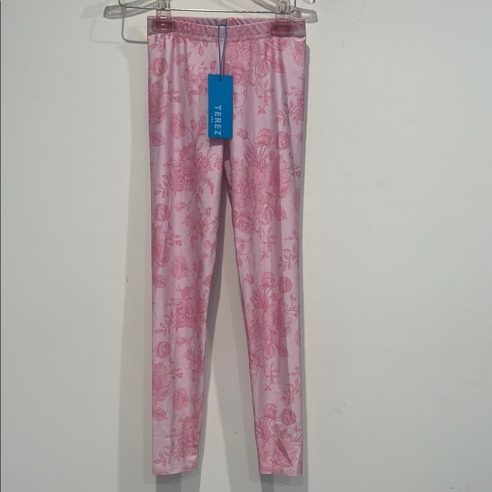 Terez LSF Victorian floral Pink full length Leggings pants new with tags kids 14